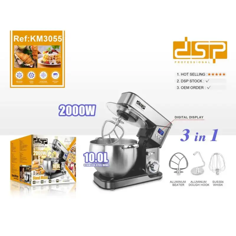 Планетарный миксер Миксер DSP КМ-3055, 2000 Вт