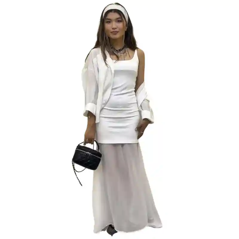 Платье на лямка белый размер - M 13877