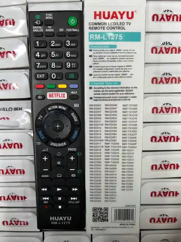 Пульт для телевизора Sony HUAYU RM-L1275 (Smart TV / Netflix)