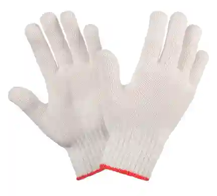 Перчатки рабочие ХБ с красным манжетом, 7 класс вязки, белые