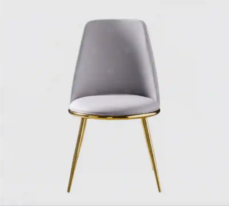 тул дизайнерский мягкий, светло-серая экокожа с золотыми ножками