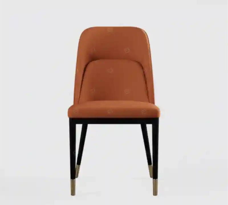 Стул дизайнерский мягкий, терракотовая экокожа с золотыми наконечниками