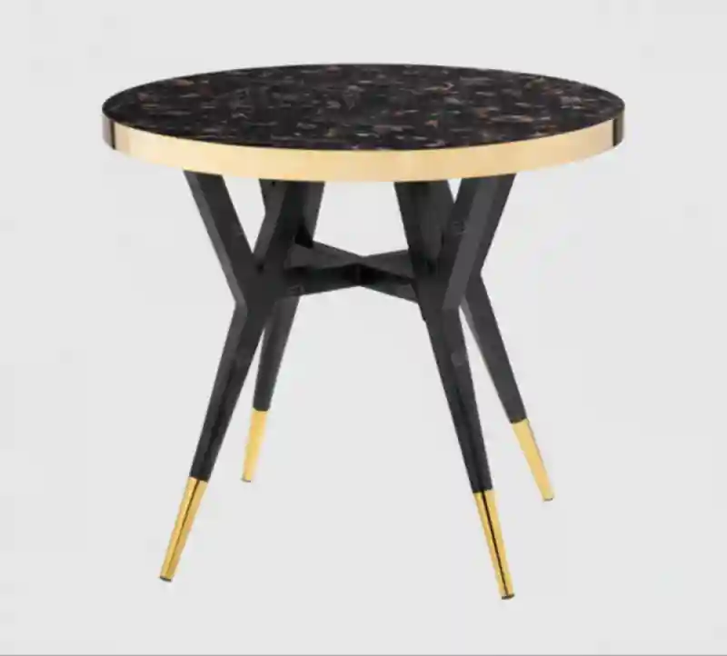 Стол обеденный Selina круглый, столешница под темный мрамор