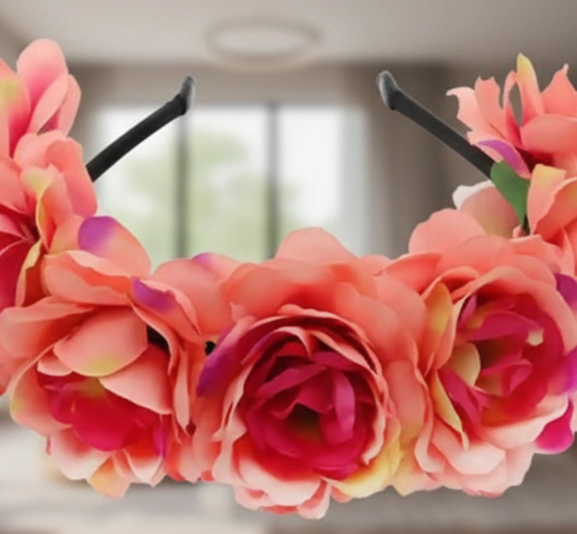 Ободок цветок 1 шт, оранжевый