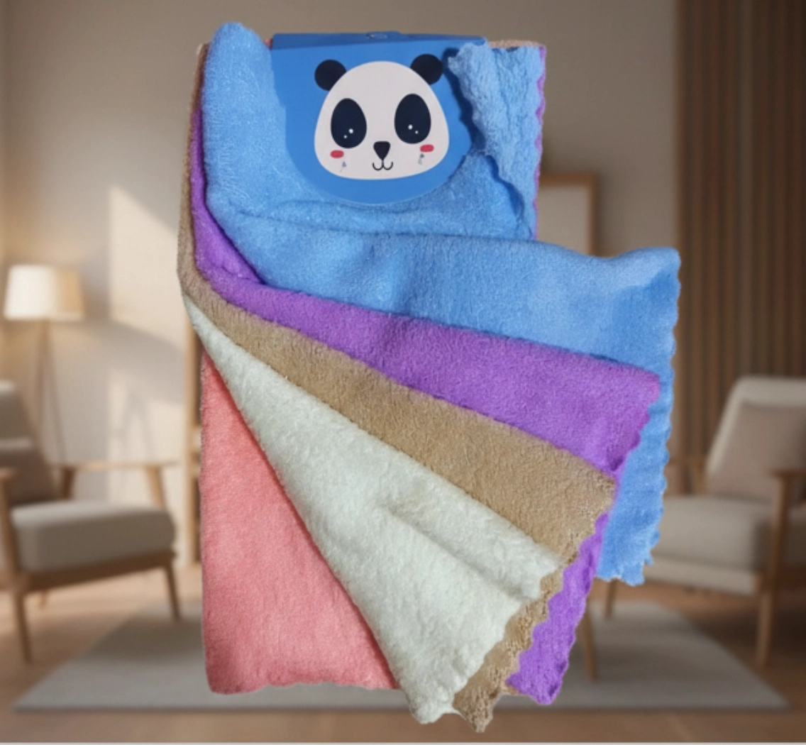 Набор мягких салфеток-полотенец из микрофибры "Панда", 5 шт.