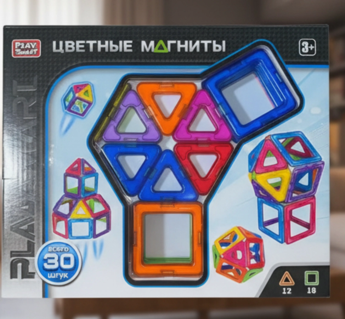 Магнитный конструктор Play Smart «Цветные магниты», 30 деталей