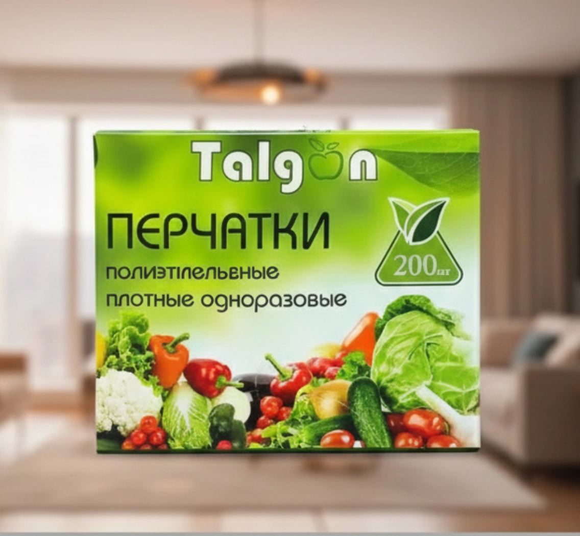 Перчатки полиэтиленовые Talgo, плотные одноразовые, 200 штук