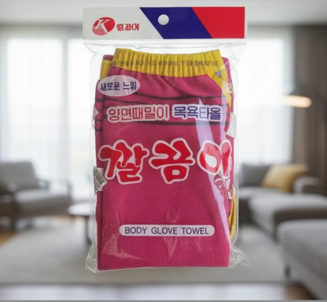 Корейская мочалка-варежка для пилинга и удаления ороговевшей кожи (Kkalkkeumi),