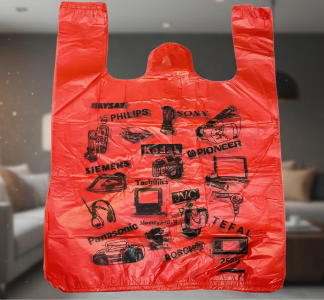 Пакет-майка полиэтиленовый «Электроника» (красный, до 25 кг)