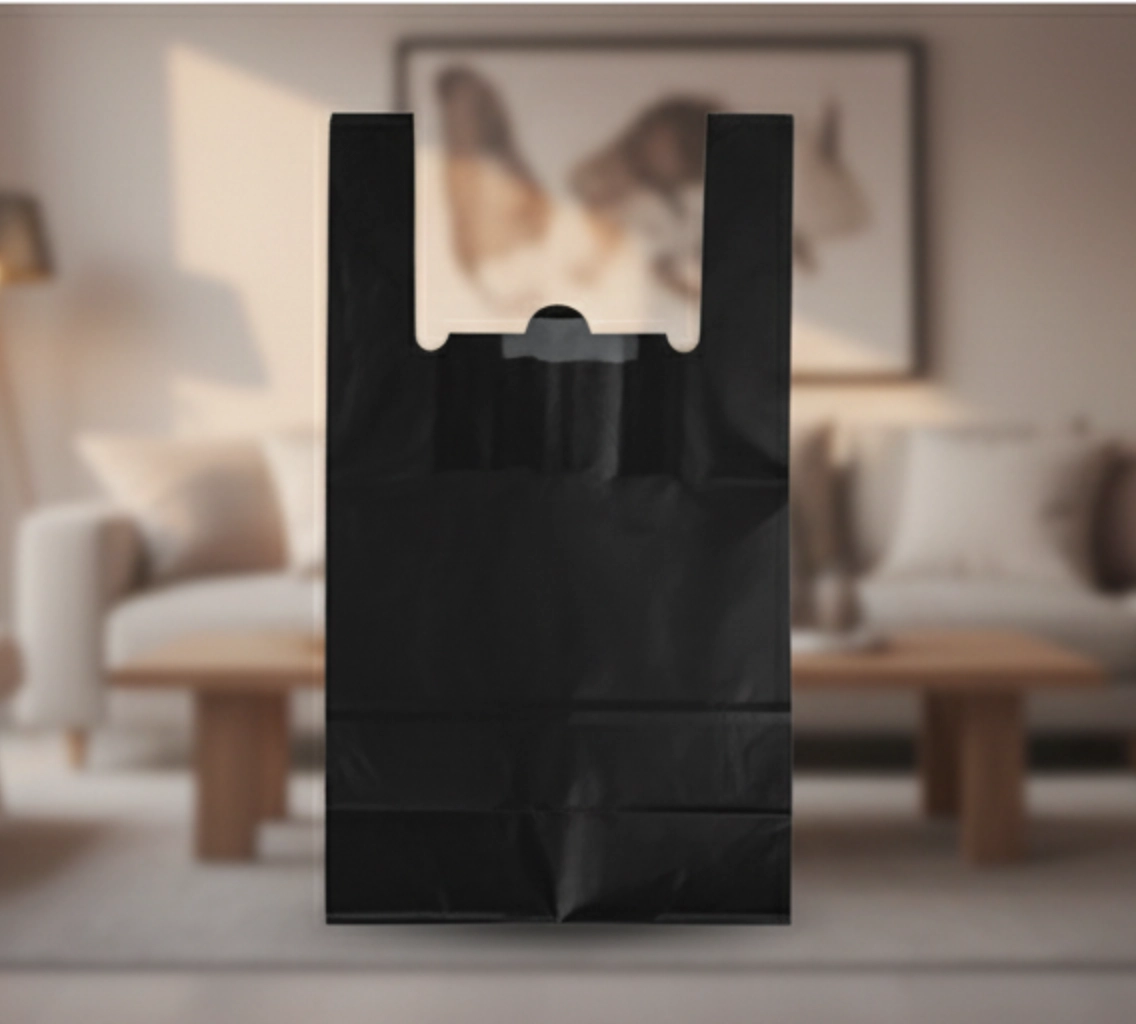 Пакет-майка полиэтиленовый (черный, без логотипа)