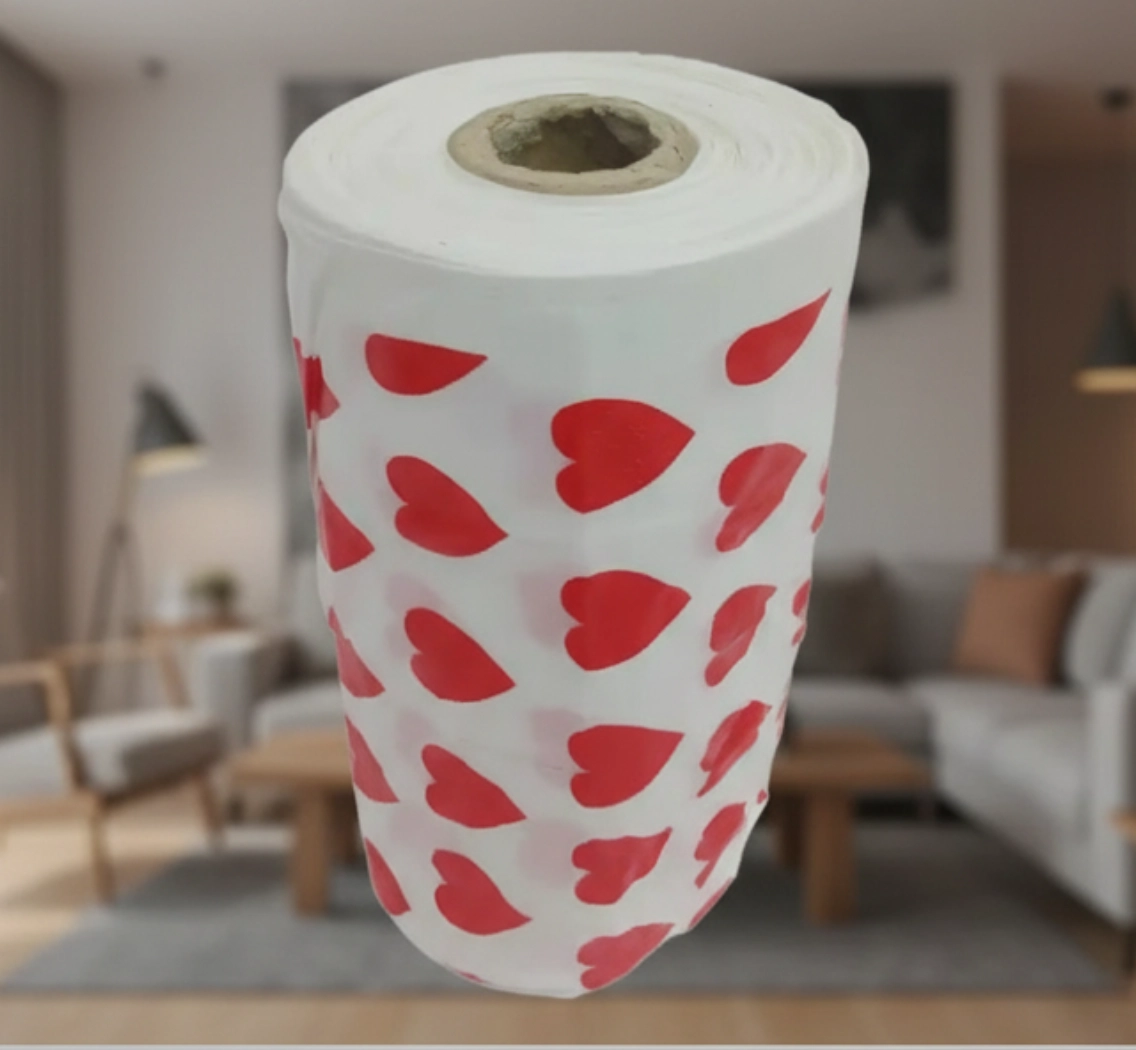 Пакеты фасовочные в рулоне с рисунком Сердца, белый/красный