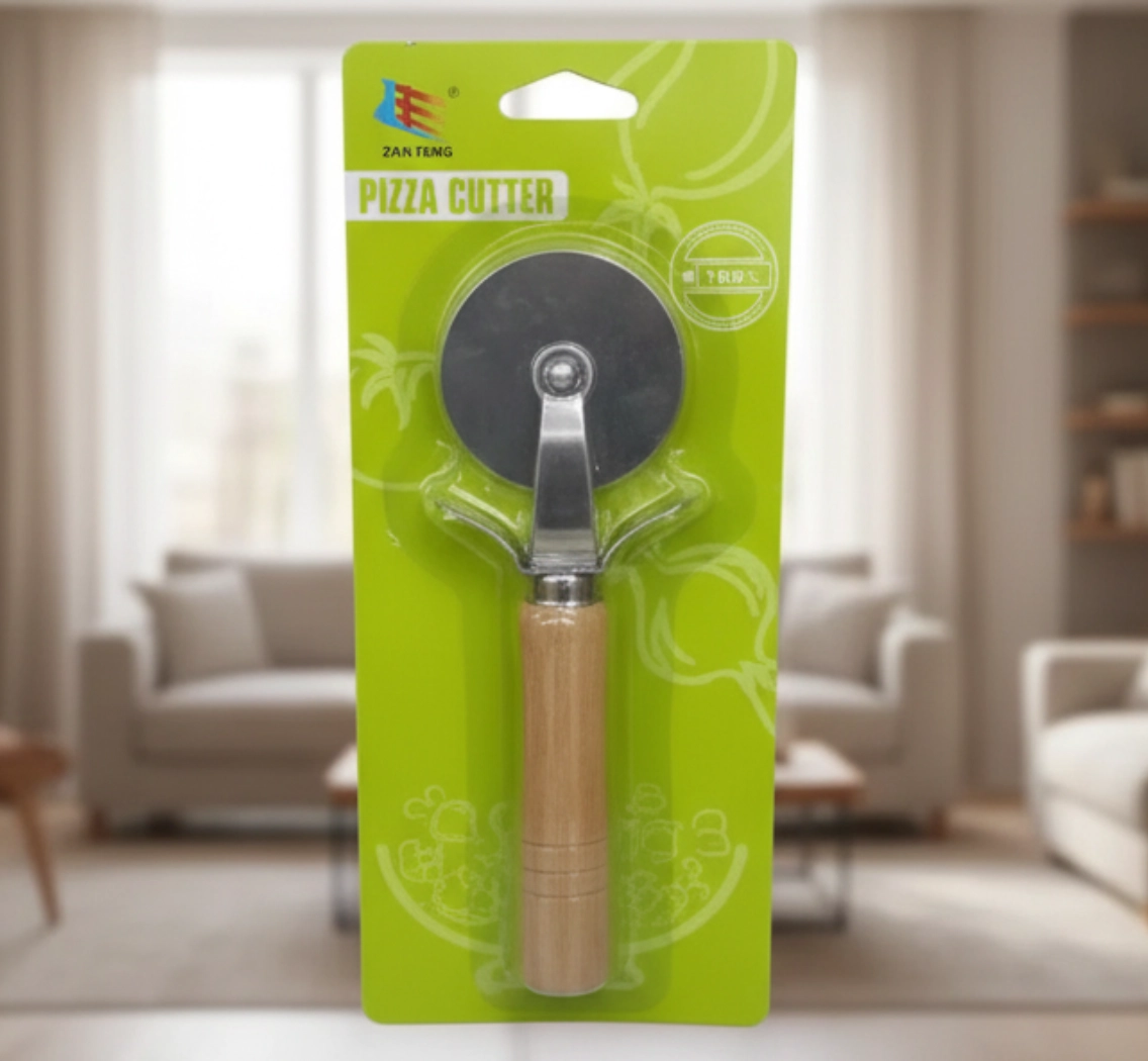 Нож для пиццы Zan Feng с деревянной ручкой, серебристый