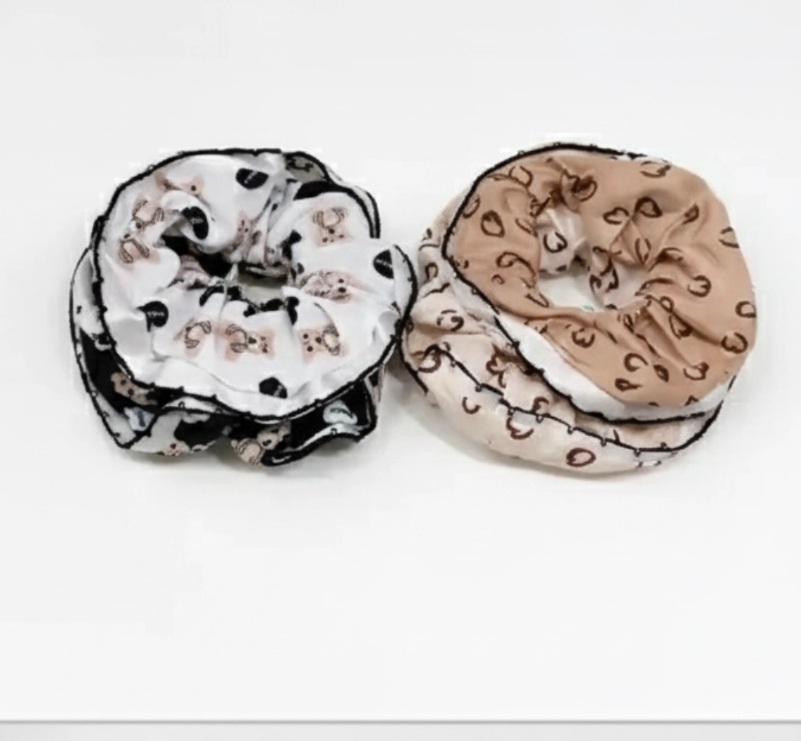 Резинка зажим 2 шт, белый, бежевый