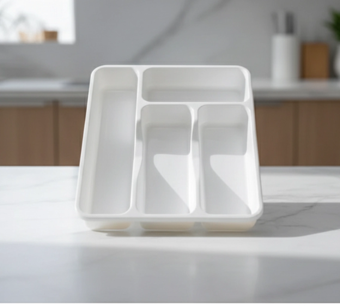 Лоток для столовых приборов в выдвижной ящик, белый