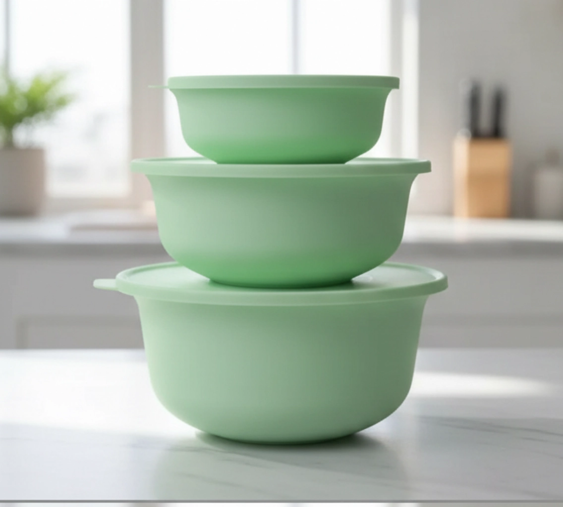 Набор кухонных мисок с крышками «Family Set», 4 шт, мятный