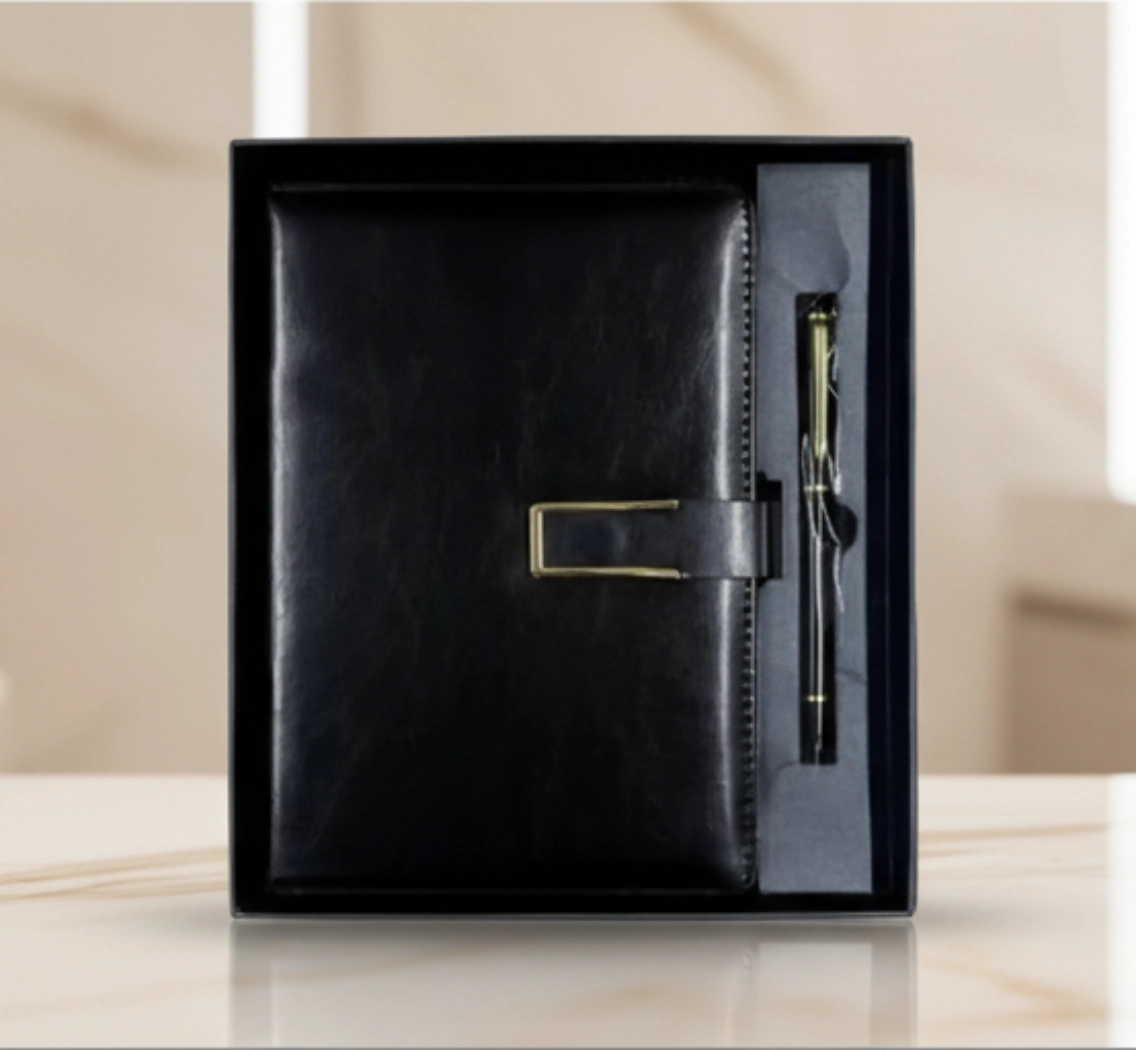 Подарочный набор: блокнот + ручка (зелёный, кнопка-застёжка) 23677