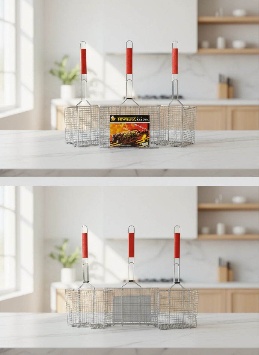 Решетка для гриля и барбекю глубокая 34х42х5 см, увеличенная, стальная