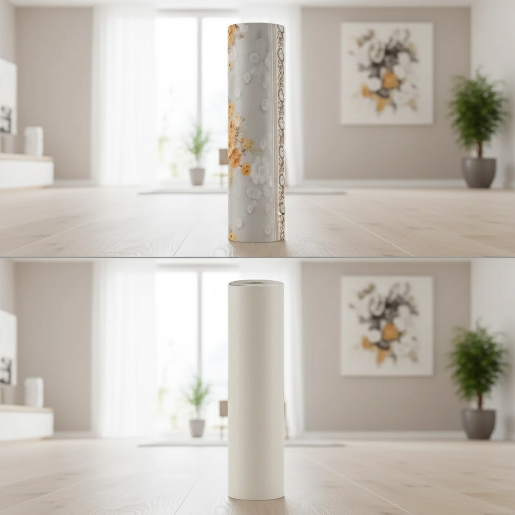 Обои виниловые с цветочным принтом и золотистым орнаментом, 1 метр