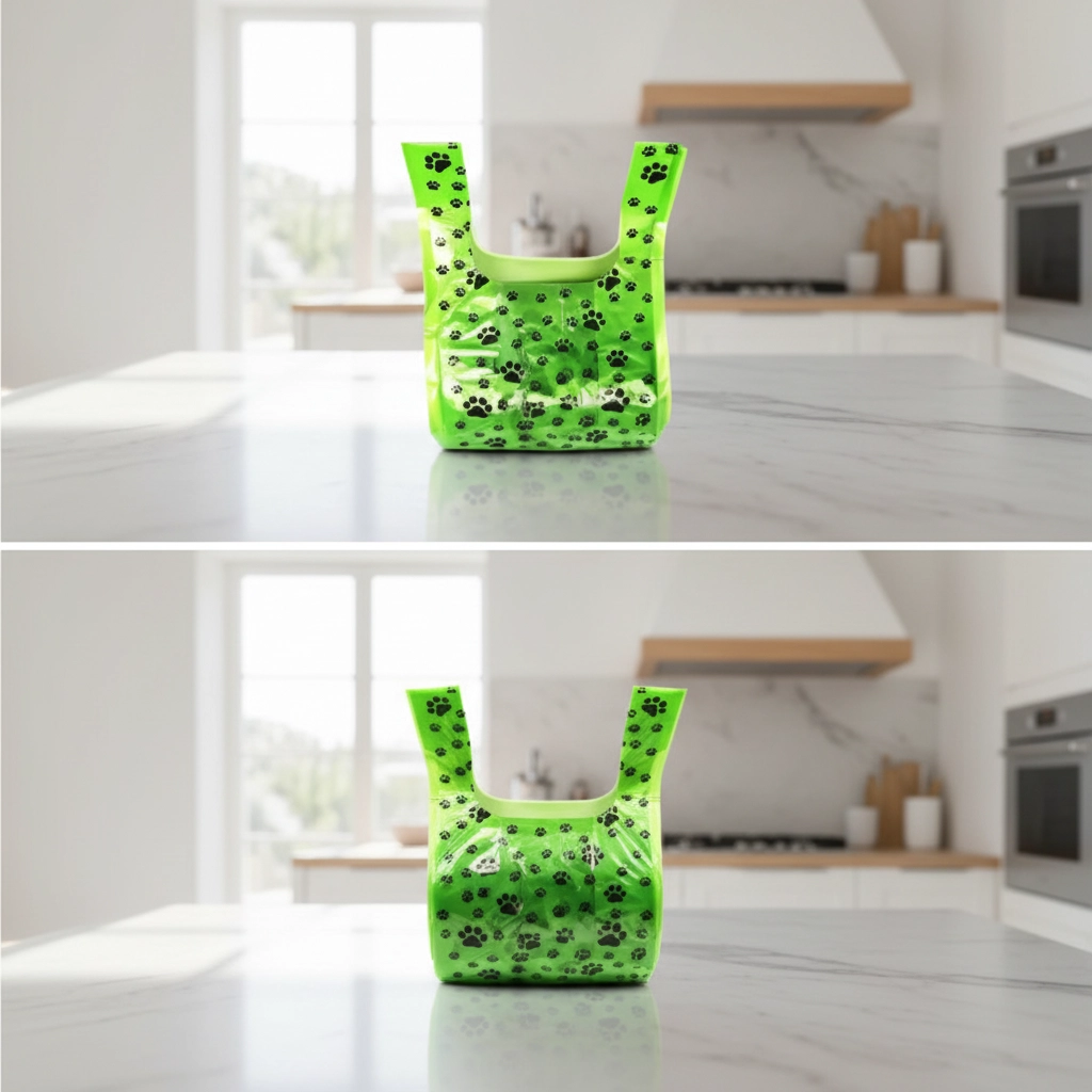 Пакеты полиэтиленовые «Майка» в рулоне, принт «Лапки», зеленые