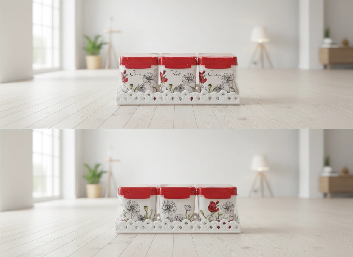 Набор банок для сыпучих продуктов «Маки» на подставке, 3 шт.