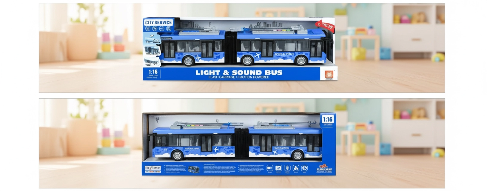 Игрушечный сочлененный автобус Shuttle Bus (масштаб 1:16)