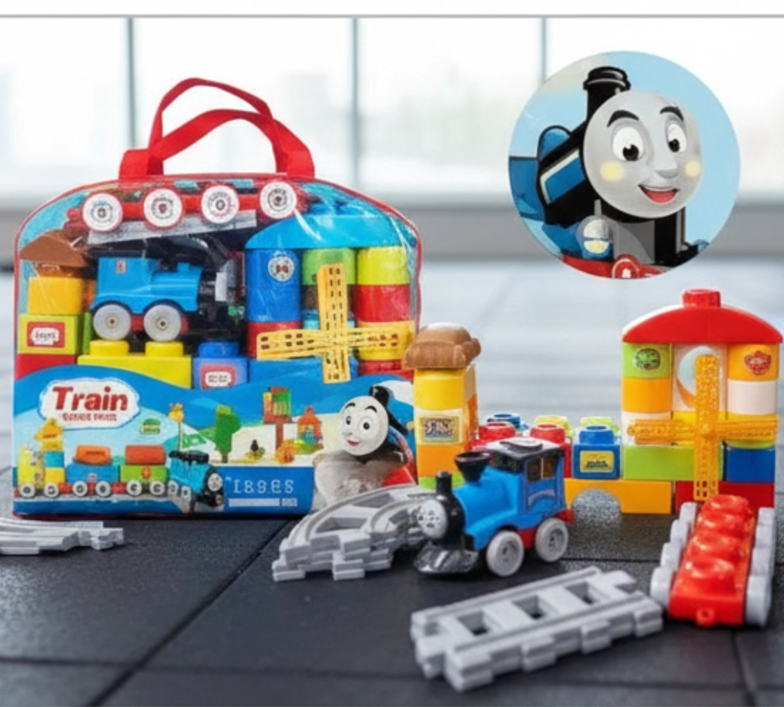 Конструктор Train Building Blocks Паровозик с ветряной мельницей, 50 деталей
