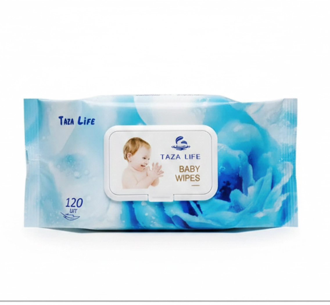 Влажные салфетки детские Taza Life с клапаном, 120 шт