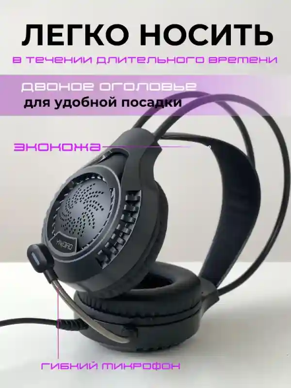 Наушники игровые с микрофоном для компьютера проводные, Thundertech Q7