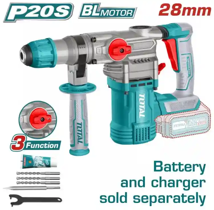 TRHLI20288 - "ТОТАL" Аккумуляторный
литий-ионный перфоратор 20v,
бесщёточный мот