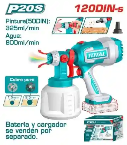 TSGLI2004 - "ТОТАL" Аккумуляторный
Li-ion краскопульт 20V