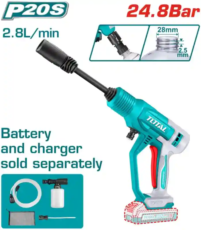 TPWLI2036 - "ТОТАL" Аккумуляторная
мойка высокого давления 20V, 24.8 Ba