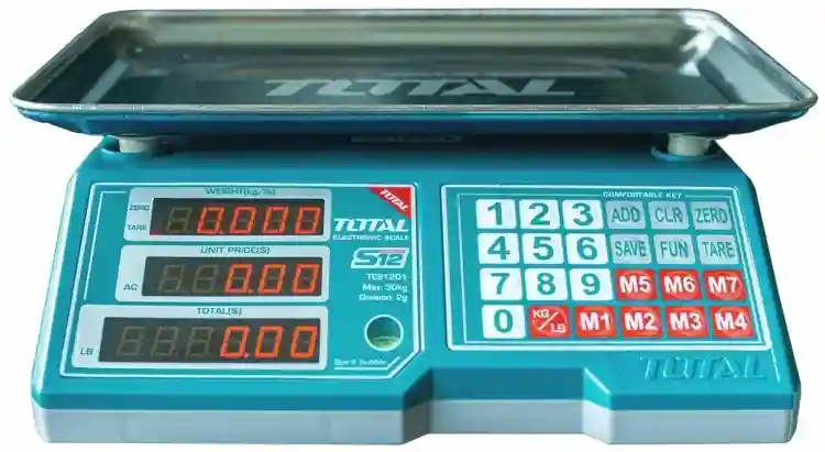 TES1201 - "ТОТАL" Весы
аккумуляторные 30кг, 12V