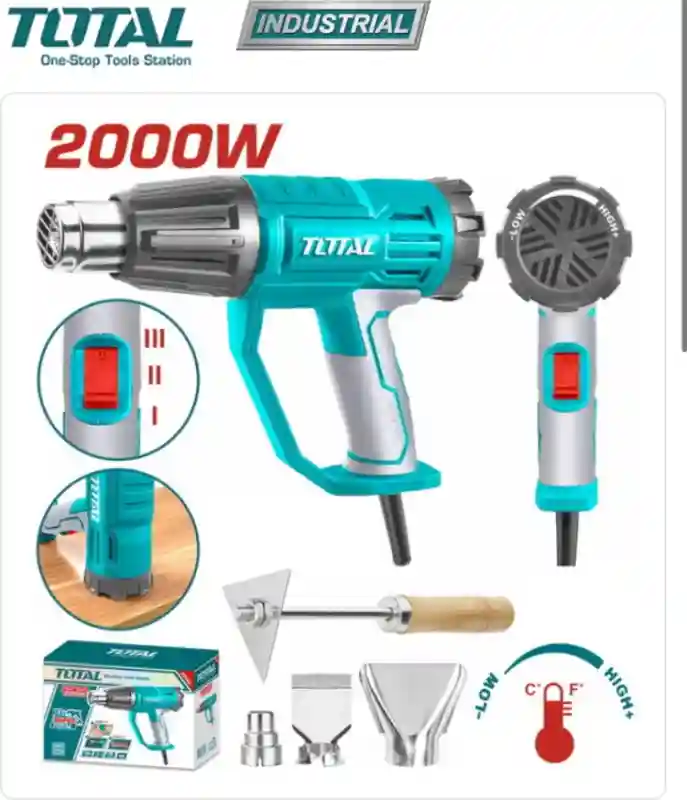 TB20045 - "ТОТАL" Фен технический
2000Вт, температура 50°С/50-450°С/50-
550°С