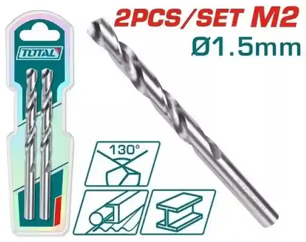 TAC1200202 - "ТОТАL" Сверло по
металлу М2, HHS, 130°, 2,0мм.
