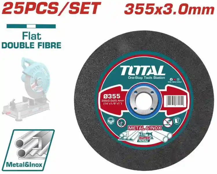 TAC2303558 - "ТОТАL" Диск по металлу
абразивный 355мм, толщина 3.0мм,
посадка 25