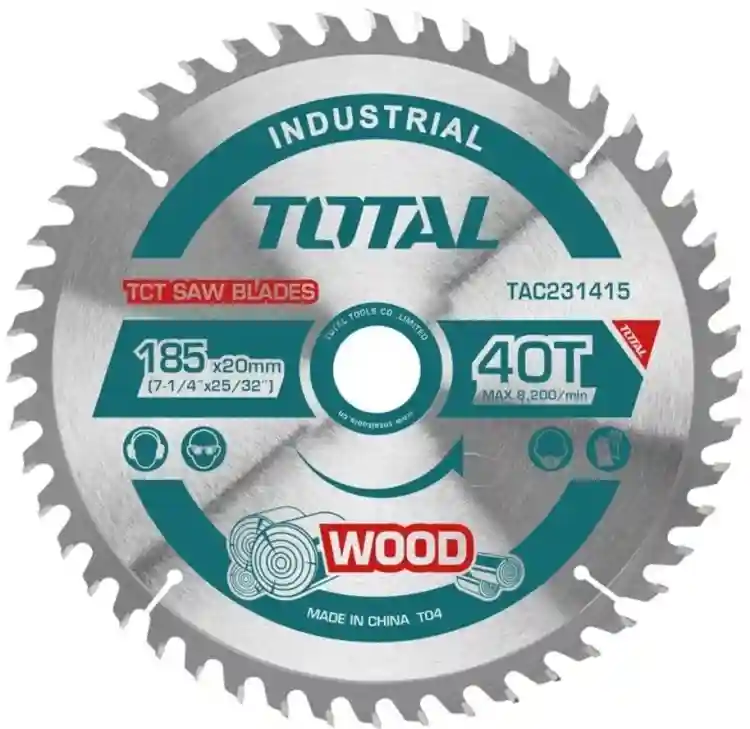 TAC231415 - "ТОТАL" Диск пильный по
дереву
диаметр 185мм, 40Т
