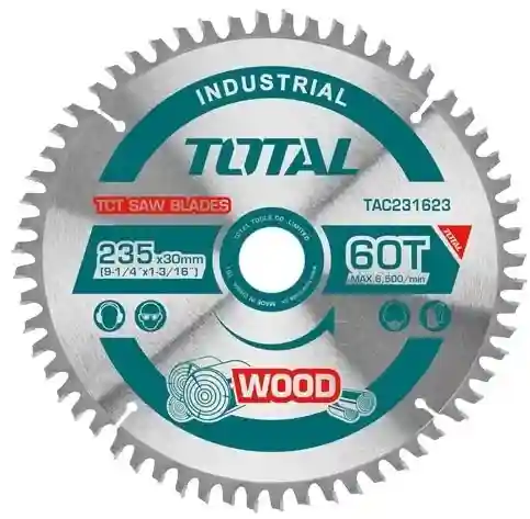 TAC231623 - "ТОТАL" Диск пильный по
дереву
диаметр 235мм, 60Т