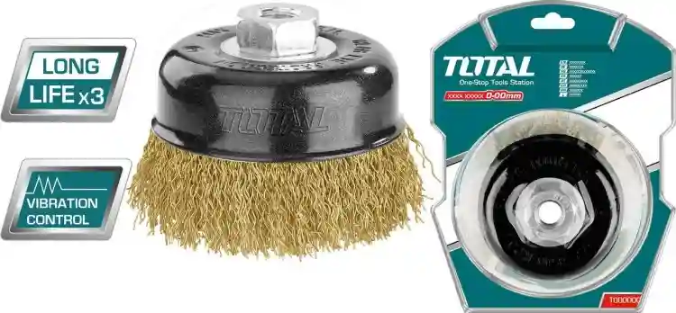 TAC31035 - "ТОТАL" Щетка чашечная
INDUSTRIAL
(латунированная)
75мм
