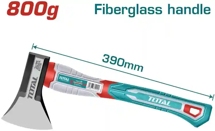 THAX061800 - "ТОТАL" Топор 800Гр,
углеродистая сталь 45, рукоятка из
стекловолкн