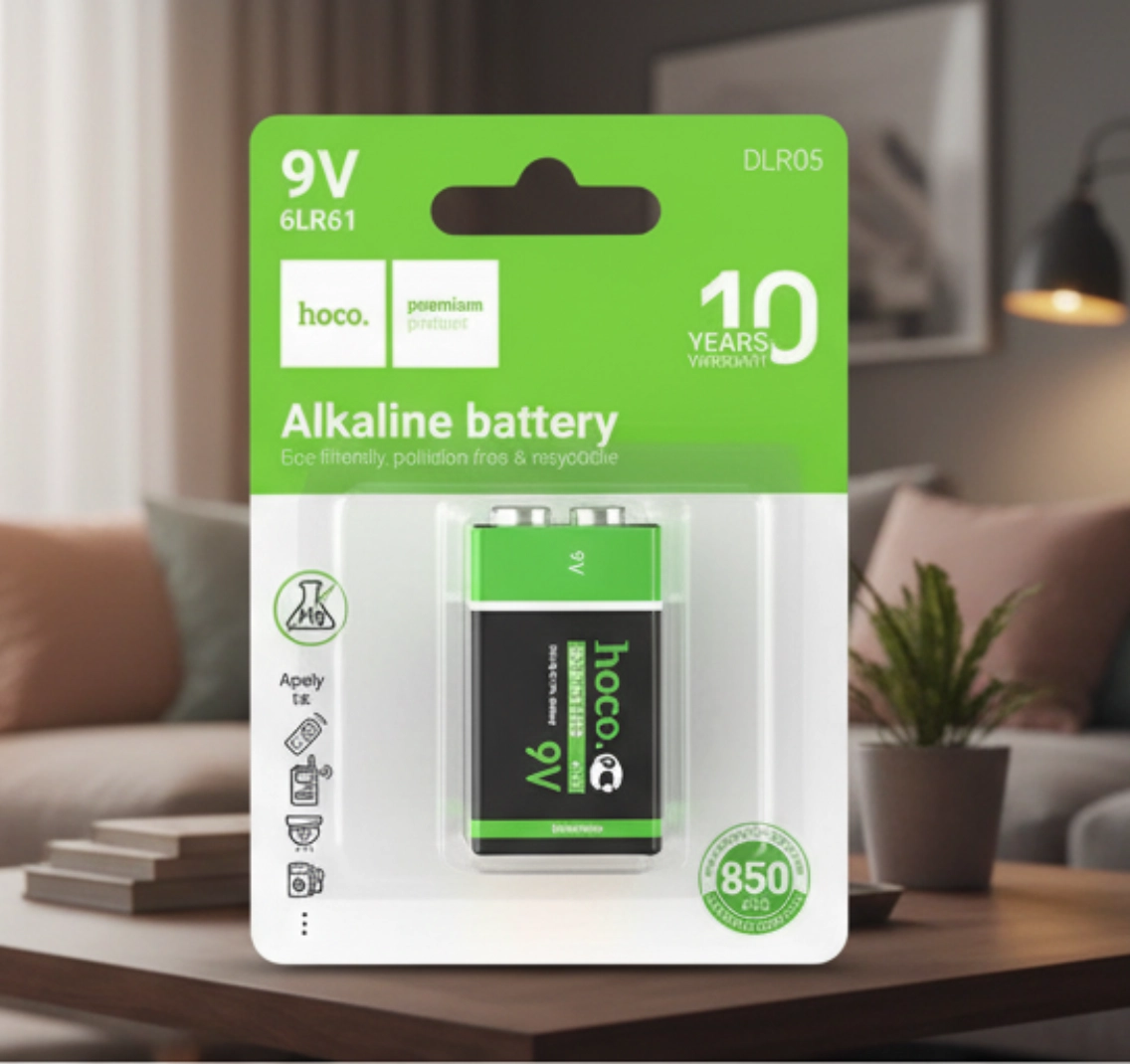 Батарейка HOCO 9V (6LR61 / DLR05) щелочная, 9V (1 шт.)