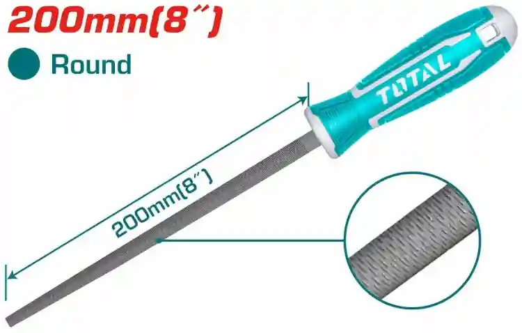 THT91386 - "ТОТАL" Напильник
круглый 200мм, сталь T12.
