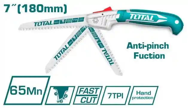 THFSW18026 - "ТОТАL" Складная
ручная пила 180мм, зубъя 7TPI.
