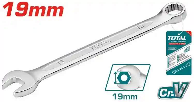 TCSPA191 - "ТОТАL" Ключ гаечный
комбинированный 19мм, 231мм, Cr-V.
