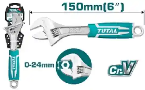 THT101066 - "ТОТАL" ключ разводной
150мм, Cr-V