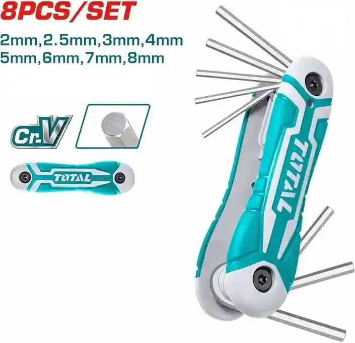 THT1061826 - "ТОТАL" набор
шестигранных складных ключей 2-8,
hex.
