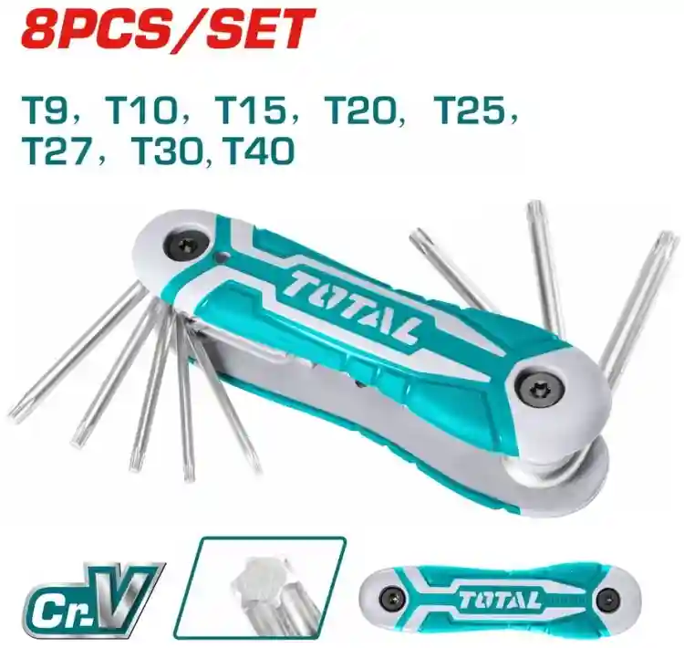 THT1061846 - "ТОТАL" набор
шестигранных складных ключей T9-T40,
torx.
