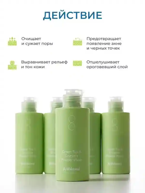 By Wishtrend Очищающая энзимная пудра для умывания лица с зеленым чаем, против к