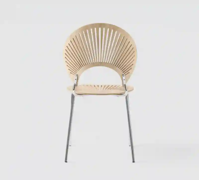 Стул дизайнерский веерный, деревянный с хромированными ножками