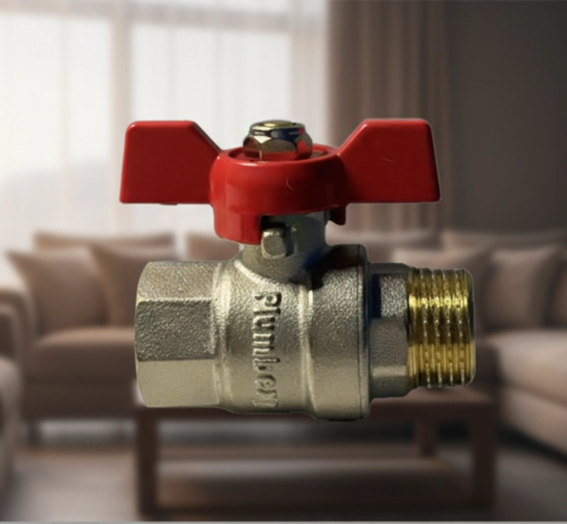 Кран латунный Plumberg (бабочка, папа, мама)