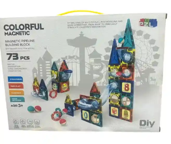 Магнитный конструктор-лабиринт Colorful Magnetic Pipeline, 73 детали